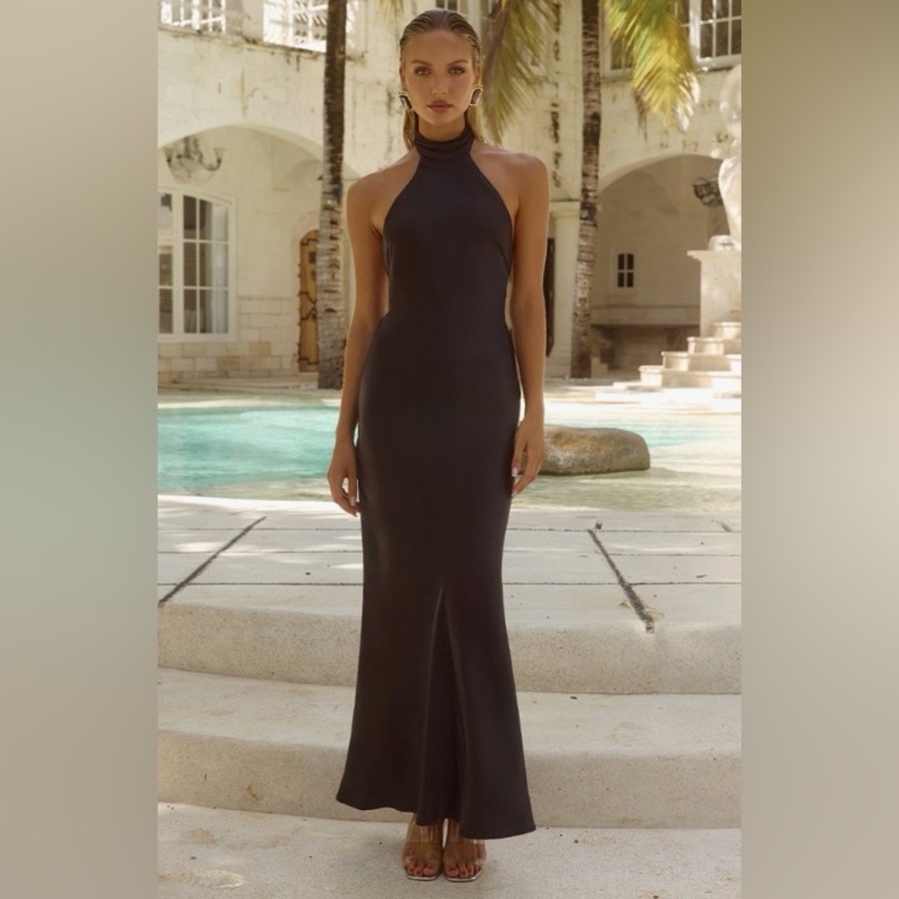 Black Satin Maxi Dress